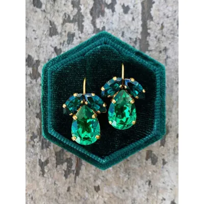 Juliette - Κρεμαστά Σκουλαρίκια με Κρύσταλλα Swarovski Majestic Green
