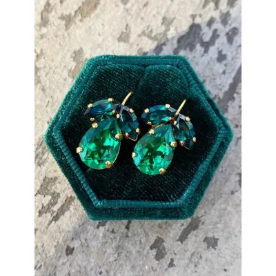 Juliette - Κρεμαστά Σκουλαρίκια με Κρύσταλλα Swarovski Majestic Green