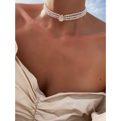 Juliette Pearl Choker / Κολιέ Τσόκερ με Μαργαριτάρια & Κρύσταλλο Swarovski White Opal