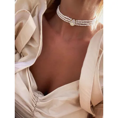 Juliette Pearl Choker / Κολιέ Τσόκερ με Μαργαριτάρια & Κρύσταλλο Swarovski White Opal