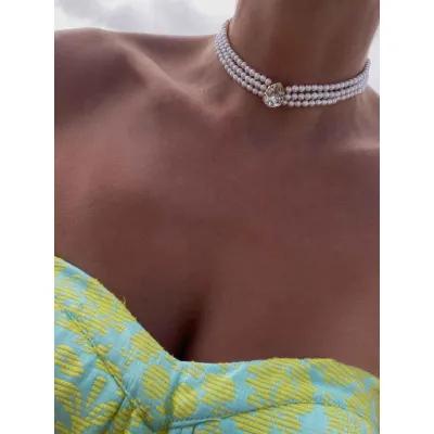 Juliette Pearl Choker / Κολιέ Τσόκερ με Μαργαριτάρια & Κρύσταλλο Swarovski Crystal