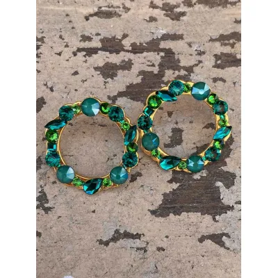 Kimberly - Σκουλαρίκια Κρίκοι με Κρύσταλλα Swarovski Green Combo