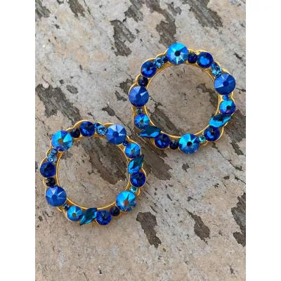 Kimberly - Σκουλαρίκια Κρίκοι με Κρύσταλλα Swarovski Blue Combo