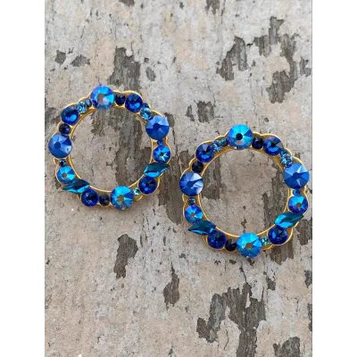 Kimberly - Σκουλαρίκια Κρίκοι με Κρύσταλλα Swarovski Blue Combo