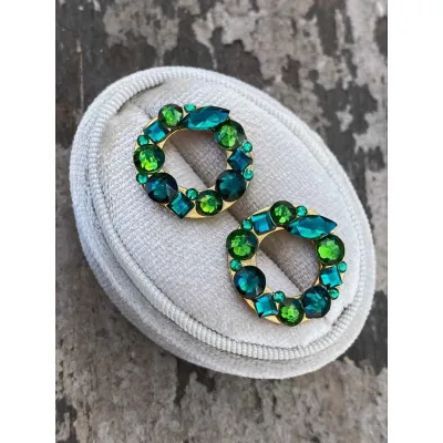 Kimberly Mini - Σκουλαρίκια Κρίκοι με Κρύσταλλα Swarovski Emerald