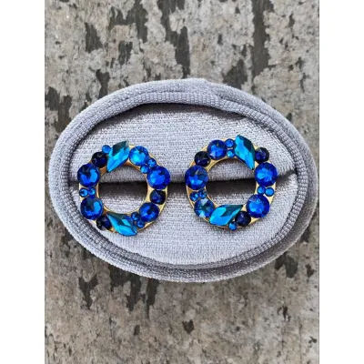 Kimberly Mini- Σκουλαρίκια Κρίκοι με Κρύσταλλα Swarovski Blue Combo