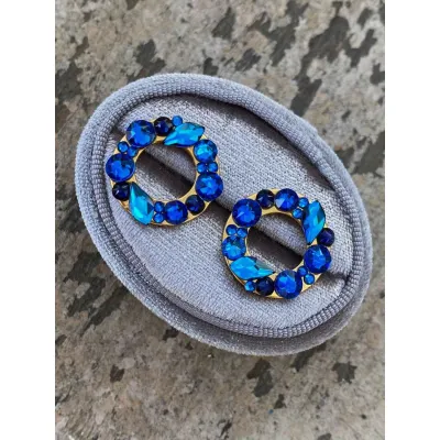 Kimberly Mini- Σκουλαρίκια Κρίκοι με Κρύσταλλα Swarovski Blue Combo