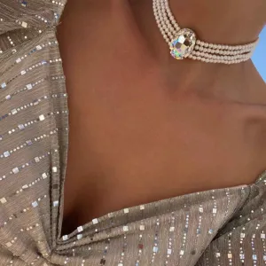 Lady Pearls Necklace / Crystal