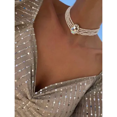 Lady Pearls Necklace / Crystal