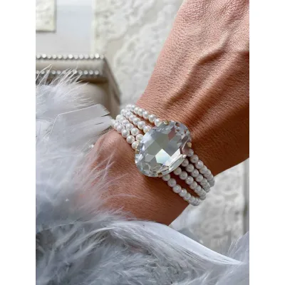Lady Pearl - Βραχιόλι με Μαργαριτάρια & Κρύσταλλο Swarovski Crystal