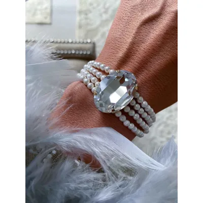 Lady Pearl - Βραχιόλι με Μαργαριτάρια & Κρύσταλλο Swarovski Crystal