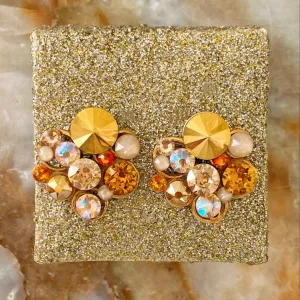 Margaret - Σκουλαρίκια με Κρύσταλλα Swarovski Golden Combo