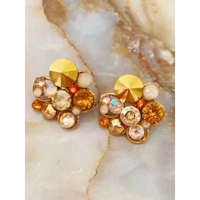 Margaret - Σκουλαρίκια με Κρύσταλλα Swarovski Golden Combo