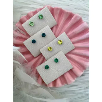 Louisa Mini Stud Earrings / Green Shades
