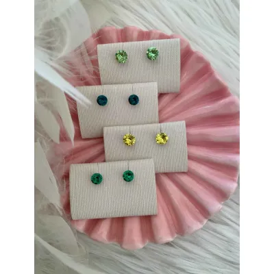 Louisa Mini Stud Earrings / Green Shades