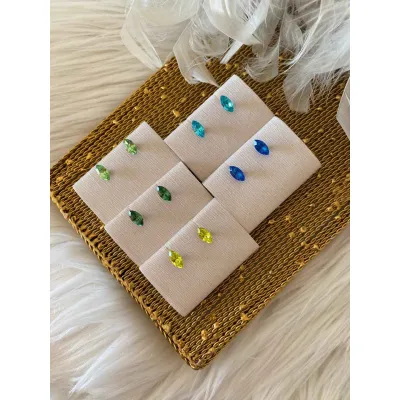 Navette Petite Stud Earrings / Blue & Green Shades