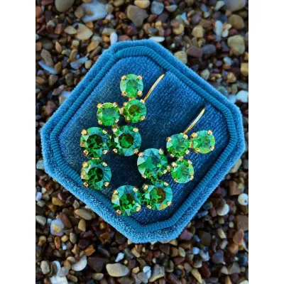 Radiant - Σκουλαρίκια με Κρύσταλλα Swarovski Majestic Green