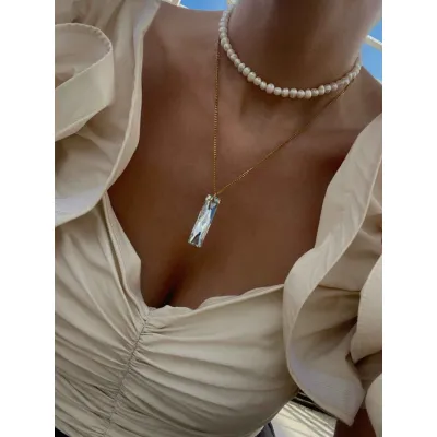 Eternal - Κολιέ με Μαργαριτάρια και Μενταγιόν Swarovski 