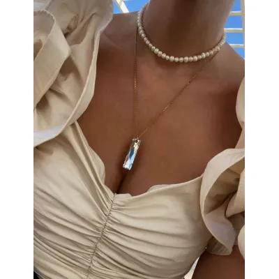 Eternal - Κολιέ με Μαργαριτάρια και Μενταγιόν Swarovski 