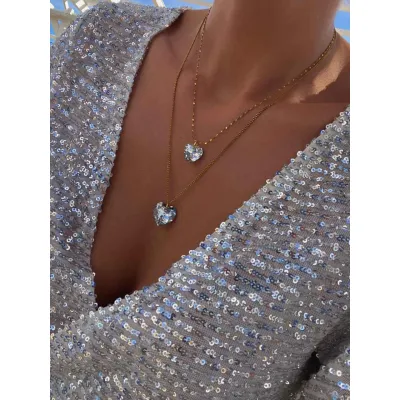 Crystal Queen - Σετ Κολιέ με Μενταγιόν Καρδιές Swarovski 