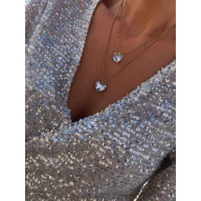 Crystal Queen - Σετ Κολιέ με Μενταγιόν Καρδιές Swarovski 