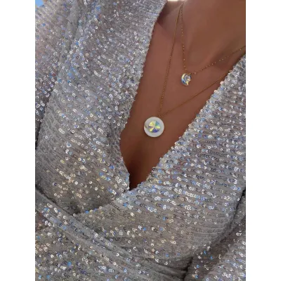 Ethereal Shine- Σετ Kολιέ με Ημιπολύτιμη Πέτρα & Μενταγιόν Swarovski 
