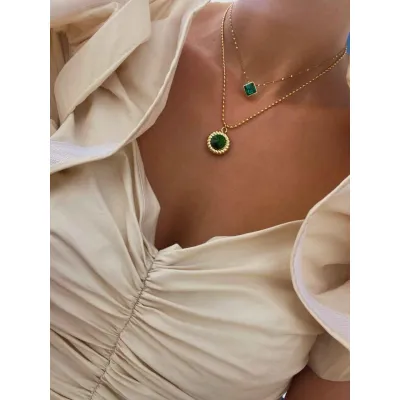 Green Majesty - Σετ Kολιέ με Κρύσταλλα Swarovski 