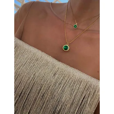 Green Aurora - Σετ Κολιέ με Κρύσταλλα Swarovski Majestic Green