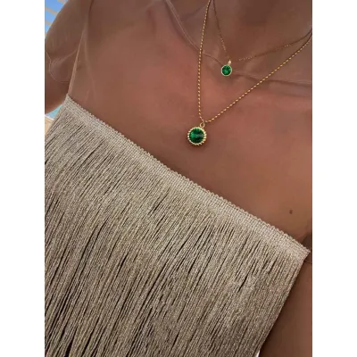 Green Aurora - Σετ Κολιέ με Κρύσταλλα Swarovski Majestic Green