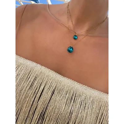 Blue Zircon Shine -Σετ κολιέ με Κρύσταλλα Swarovski Blue Zircon