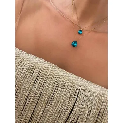 Blue Zircon Shine -Σετ κολιέ με Κρύσταλλα Swarovski Blue Zircon