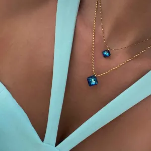 Blue Aurora - Σετ Κολιέ με Κρύσταλλα Swarovski Bermuda Blue