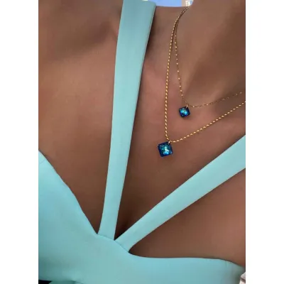 Blue Aurora - Σετ Κολιέ με Κρύσταλλα Swarovski Bermuda Blue