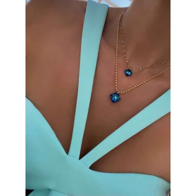 Blue Aurora - Σετ Κολιέ με Κρύσταλλα Swarovski Bermuda Blue