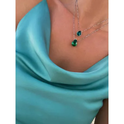 Green Aurora - Σετ κολιέ με Δάκρυα & Κρύσταλλα Swarovski Majestic Green
