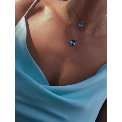 Sky Prism - Σετ κολιέ με Κρύσταλλα Swarovski Aquamarine