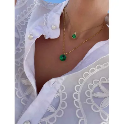 Imperial Green Glow - Σετ κολιέ με Κρύσταλλα Swarovski Majestic Green