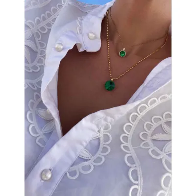 Imperial Green Glow - Σετ κολιέ με Κρύσταλλα Swarovski Majestic Green