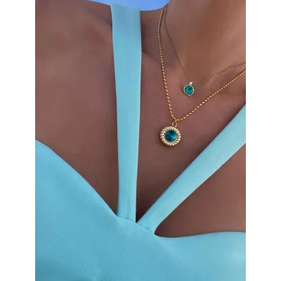 Deep Teal - Σετ κολιέ με Κρύσταλλα Swarovski Blue Zircon