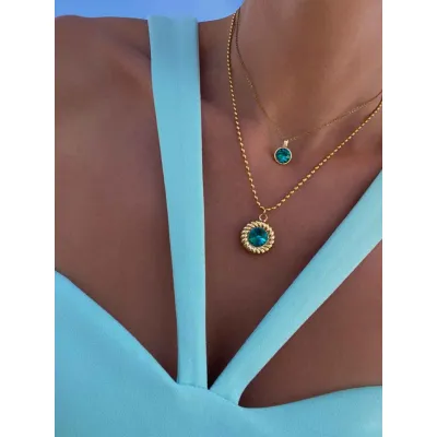 Deep Teal - Σετ κολιέ με Κρύσταλλα Swarovski Blue Zircon