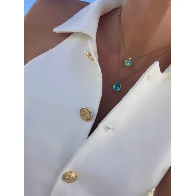 Turquoise Breeze - Σετ Κολιέ με Μενταγιόν Ασημί 925 & Κρύσταλλα Swarovski Light Turquoise