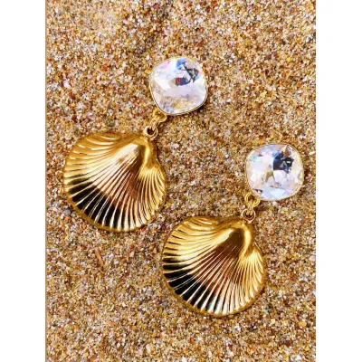 Shell Earrings / Crystal