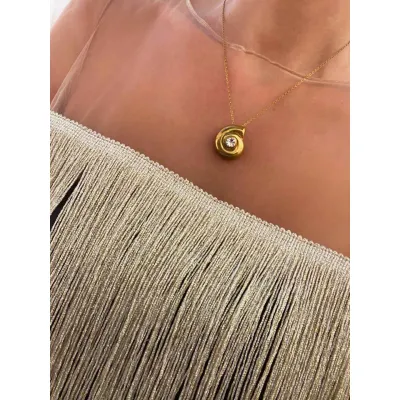 Golden Seashell - Κολιέ με Κρύσταλλο Swarovski