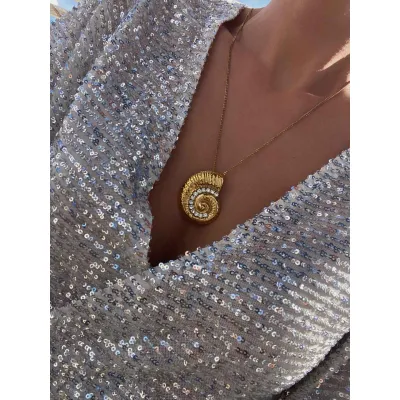Golden Shell Glow - Κολιέ με Κρύσταλλα Swarovski