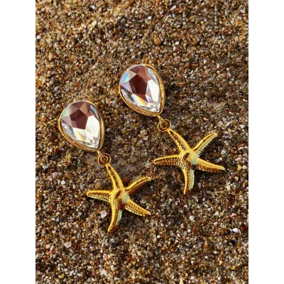 Starfish Mini Earrings / Crystal 
