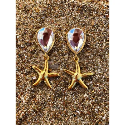 Starfish Mini Earrings / Crystal 