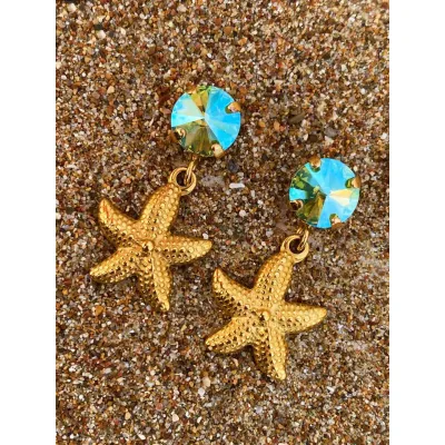 Starfish Earrings / Peridot Shimmer