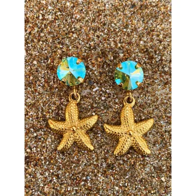 Starfish Earrings / Peridot Shimmer