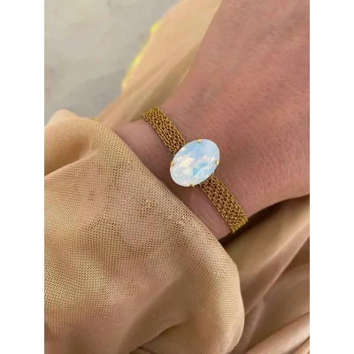 Veronica - Βραχιόλι με Κρύσταλλο Swarovski White Opal