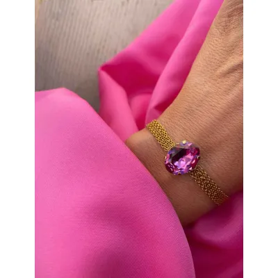 Veronica - Βραχιόλι με Κρύσταλλο Swarovski Dark Rose